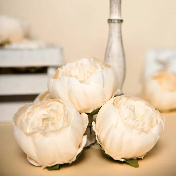 10-Pack Artificial Peony Flower Heads Beige – Versatile Faux Craft Flowers for DIY Event Styling Scrapbooking & Floral Arrangements 3″Silk Flowers
