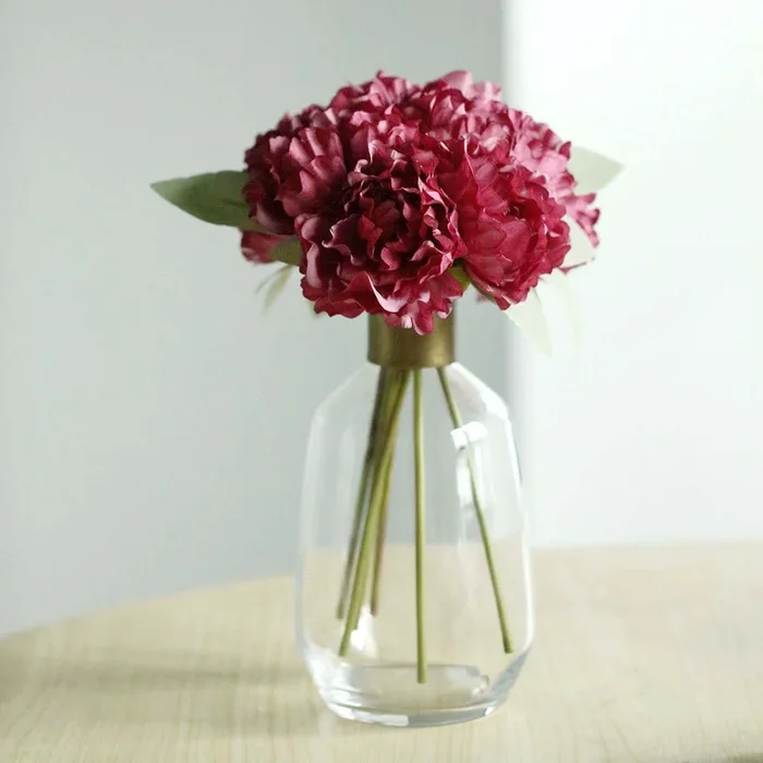 11″ Mulberry Real Touch Artificial Silk Peonies Flower BouquetSilk Flowers
