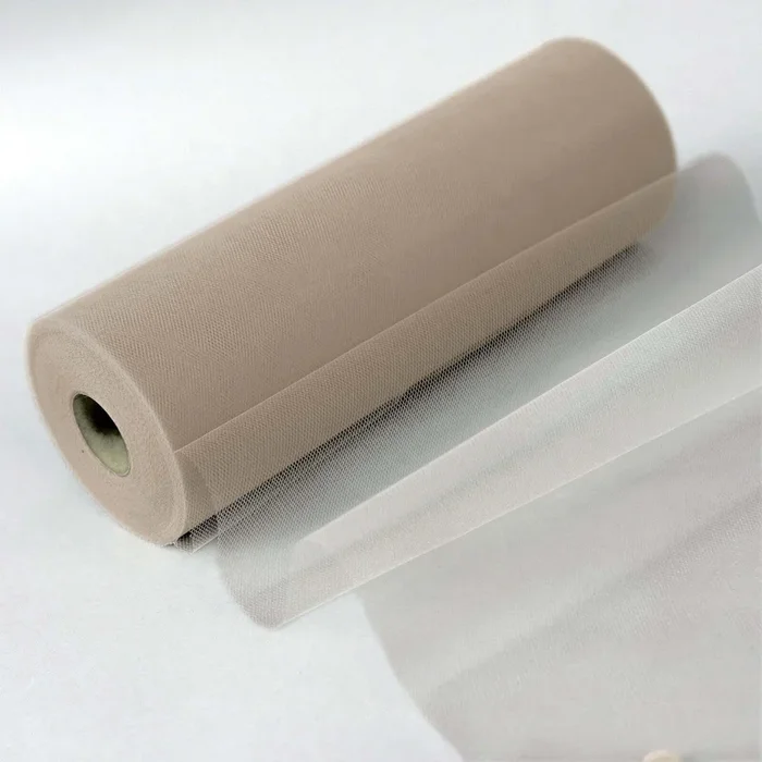 12″x100 Yards Taupe Tulle Fabric Bolt, Sheer Fabric Spool Roll For CraftsTulle