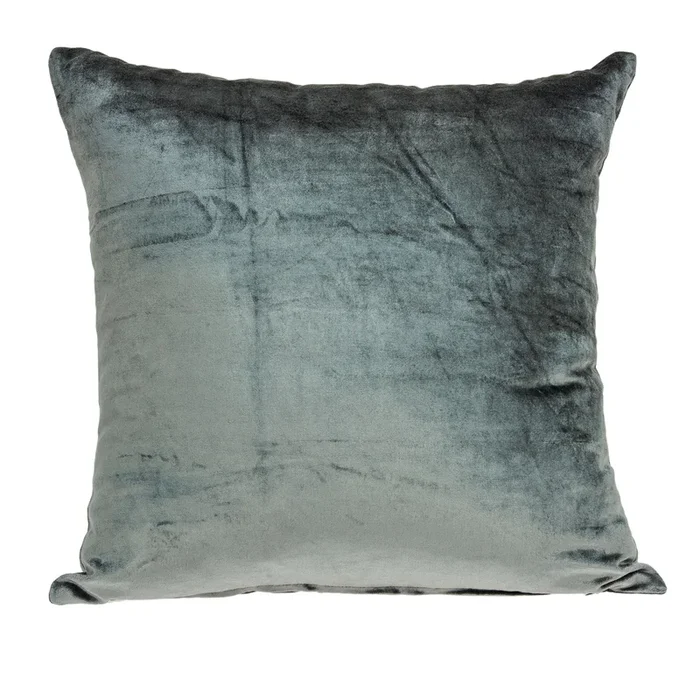 18″ Solid Charcoal Handloomed Cotton Velvet Square Throw Pillow