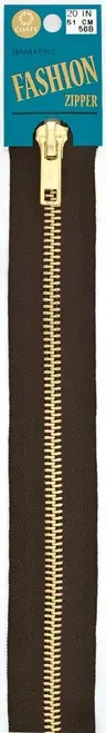 2 Pack – Coats Fashion Metal Brass Separating Zipper 18″-Cloister Brown – F25F 18-56B
