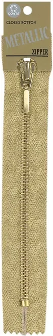 2 Pack – Coats Fashion Metallic Closed Bottom Zipper 9″-Gold – F57 9-9440