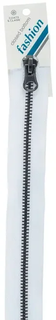 2 Pack – Coats Gunmetal Closed End Zipper 14″-White – F68 14-0100
