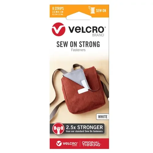 2 Pack – VELCRO(R) Brand Sew-On Strong Tape 2.5″X1″ 8/Pkg-White – 30856