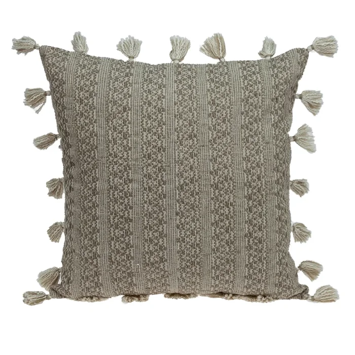 20″ Beige Cute Little Tassles Throw Pillow