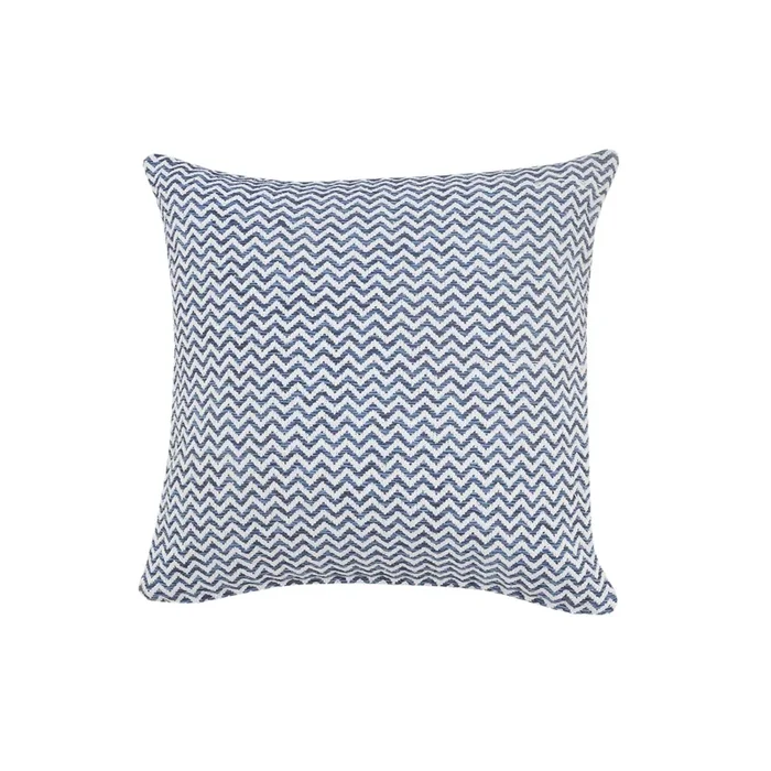 22″ Navy Blue and White Chevron Square Throw Pillow