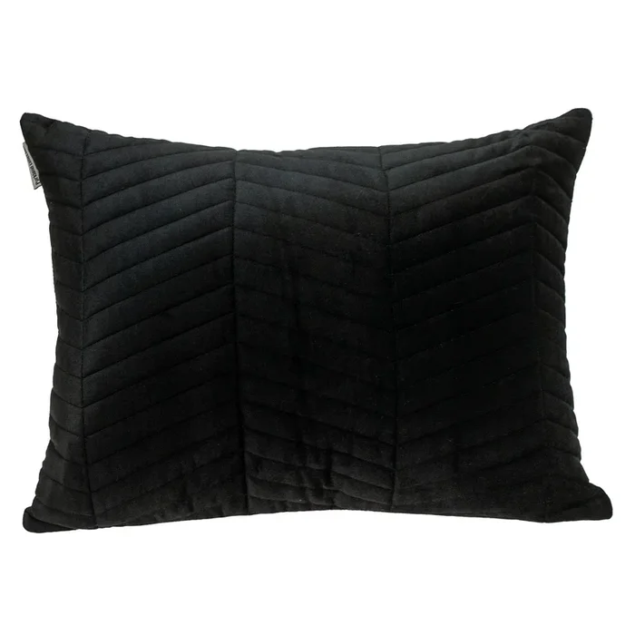24″ Solid Black Textured Rectangular Cotton Throw Pillow