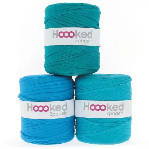 3 Pack – Hoooked Zpagetti Yarn- Turquoise aqua shades – ZP00-G1950