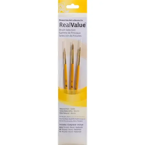 3 Pack – Princeton Natural Sable Real Value Brush Set-3/Pkg – P9105