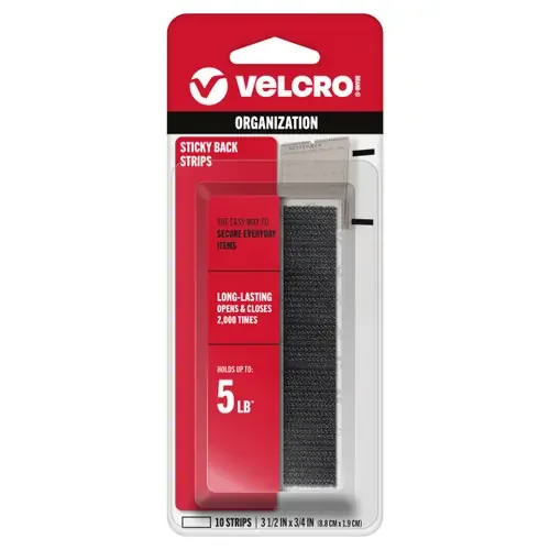 3 Pack – VELCRO(R) Brand Sticky Back Strips 3.5″ 10/Pkg-Black – 90161
