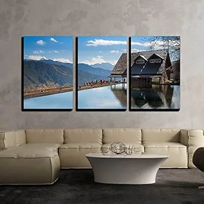 3 Piece Canvas Wall Art – Snow Mountain Trailhead Huts, Taichung, Taiwan – Modern Home Art Stretched and Framed Ready to Hang – 24