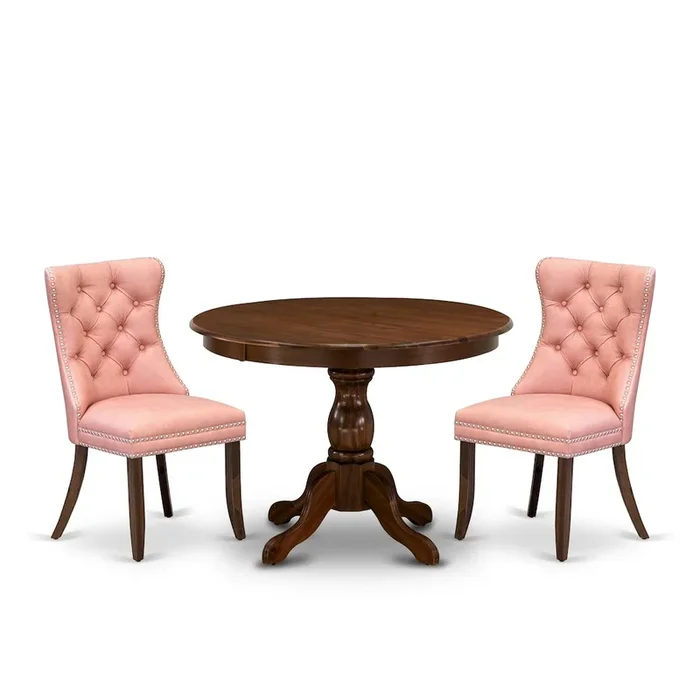 3 Piece Kitchen Table Set Contains a Round Dining Table