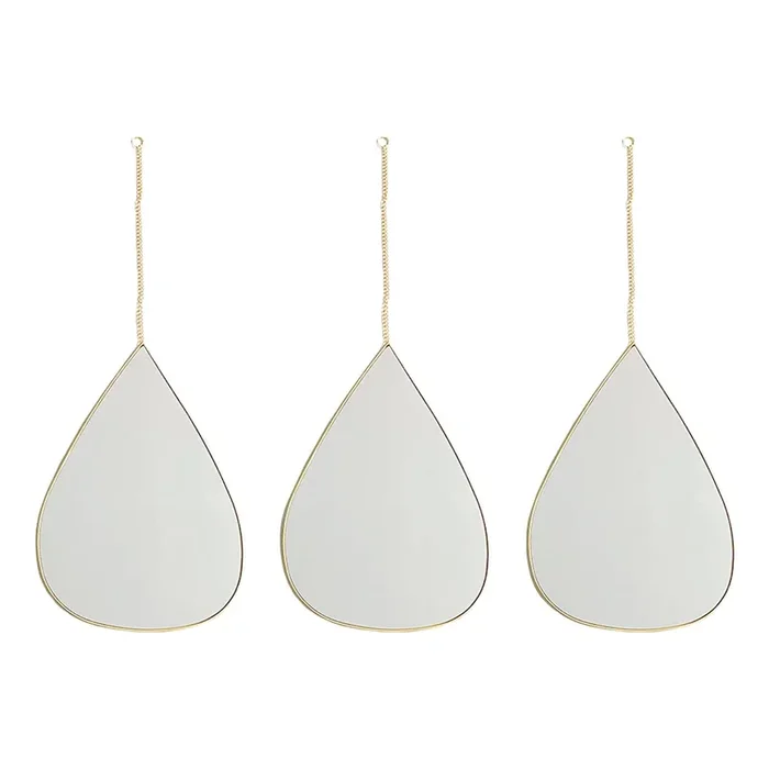 3-Piece Teardrop Wall Mirror Set with Chain Hanger, 11X8