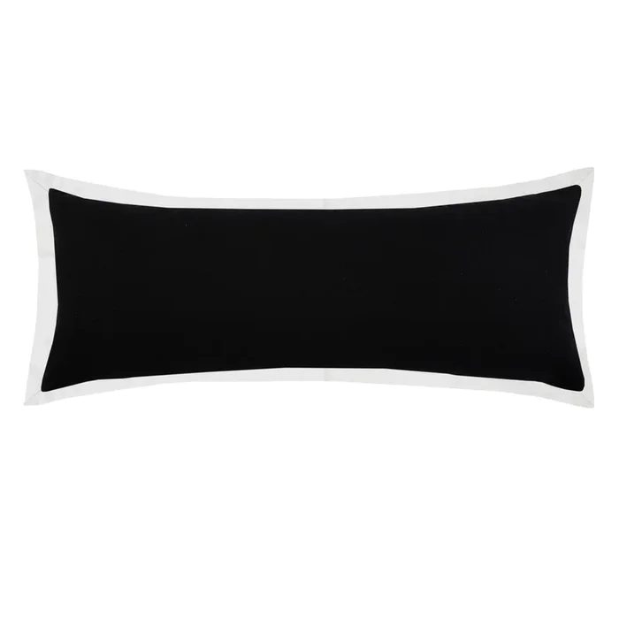 36″ Black and White Bordered Flange Frame Lumbar Rectangular Throw Pillow