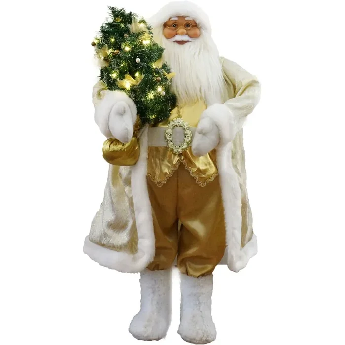 36″ White/Gold Santa With Xmas Tree (Music)