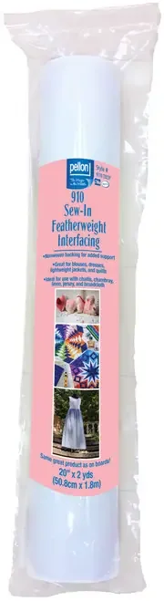 4 Pack – Pellon Sew-In Featherweight Non-Woven Interfacing-White 20″X2yd – 910202P