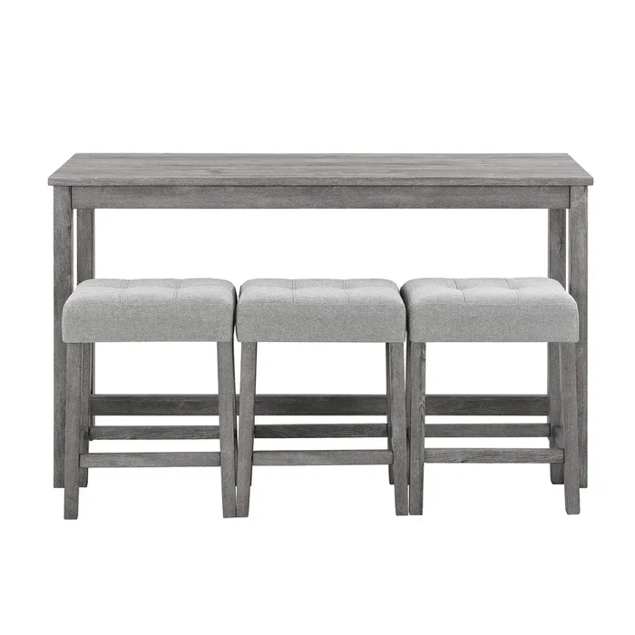 59 in. W Four Leg Wood Dining Table Seats 3