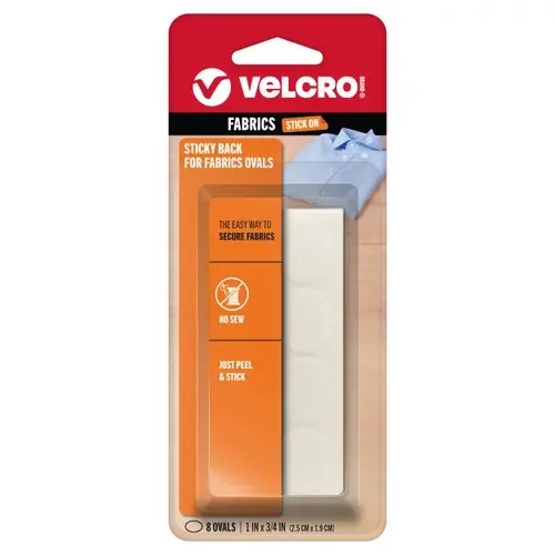 6 Pack – VELCRO(R) Brand Sticky Back For Fabric Ovals 1″X.75″-White – 91873