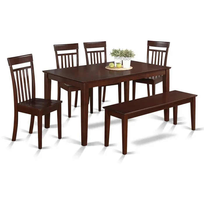 6 Pc Kitchen Table with bench set – Table and 4 Kitchen Chairs and 1 Bench