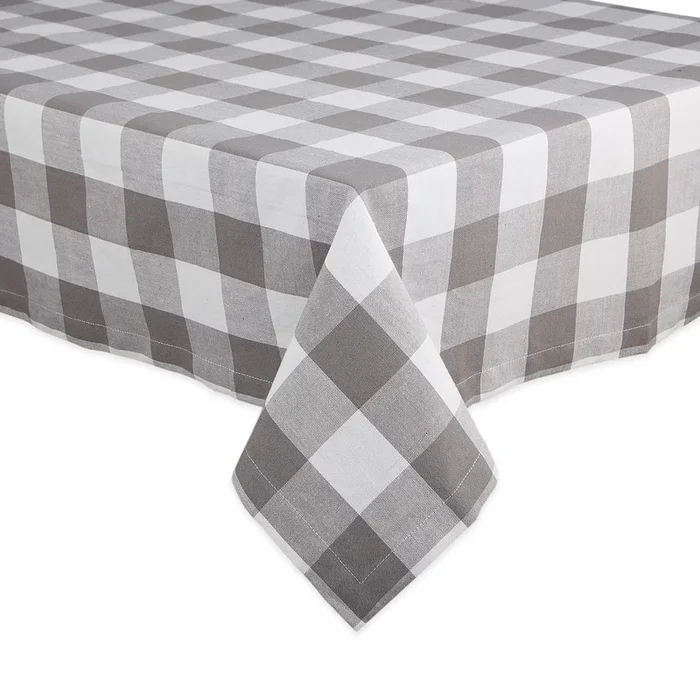60″ x 84″ Gray and White Buffalo Checkered Table Cloth