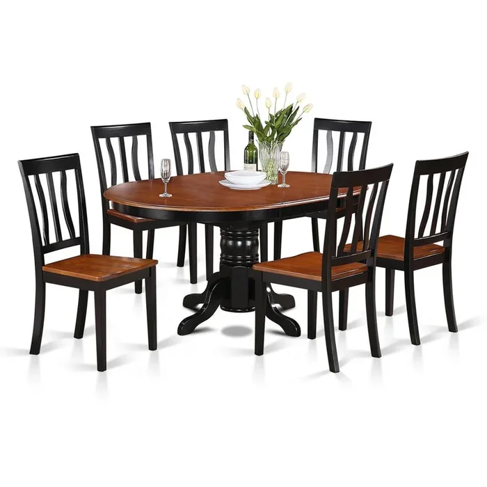 7 Pc Dining room set – Oval Table with Leaf and 6 Dining Chairs