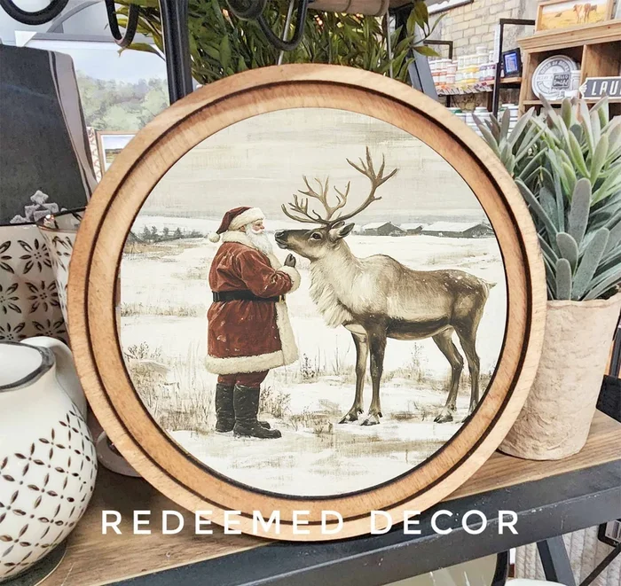 8″ Round Santa Reindeer Neutral ArtCosmetics