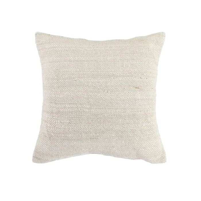 Alty Throw Pillow, 22 Inch Ivory Woven Jute Design, Feather Insert – Benzara