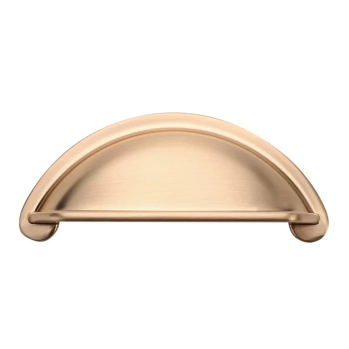 Alzassbg 5 Pack Brushed Brass Cabinet Cup Pulls, 3 Inch(76mm) Hole Centers Gold Cabinet Handles Hardware Bin Cup Metal Drawer Pu