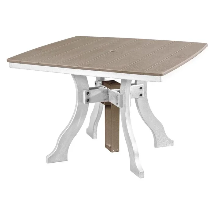 American Furniture Classics Dining Height Square Table in Weatherwood with a White Base