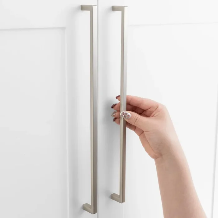 ASKANO Pack of 5, 12-5/8 Inch Hole Centers, Brushed Nickel Square Bar Kitchen Cabinet Pull Handle ZP2401 | Solid Hardware for Dr