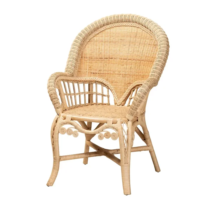 Baxton Studio Ratu Modern Bohemian Natural Brown Rattan Accent Chair