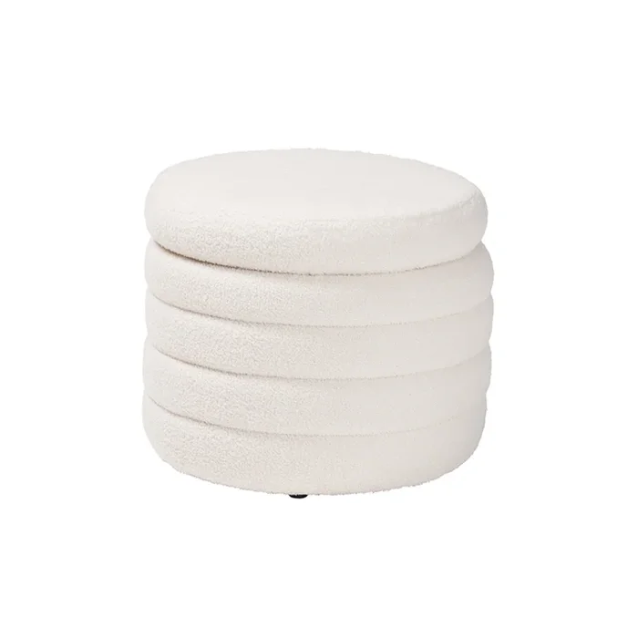 Baxton Studio Tabitha Modern and Contemporary Ivory Boucle Upholstered Storage Ottoman