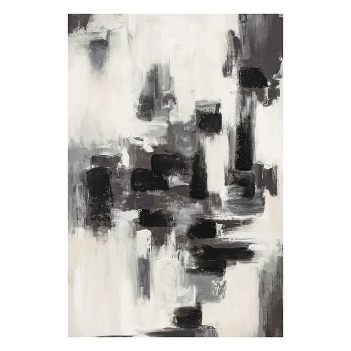 Black & Natural Embellished Abstract Canvas Wall Art, 24×36