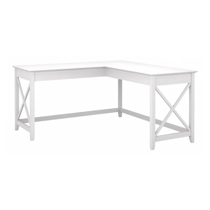 Bush Furniture Key West 60W Modern Farmhouse L Shaped Desk in Pure White Oak | 60-Inch Corner Table Workstation for Home Office