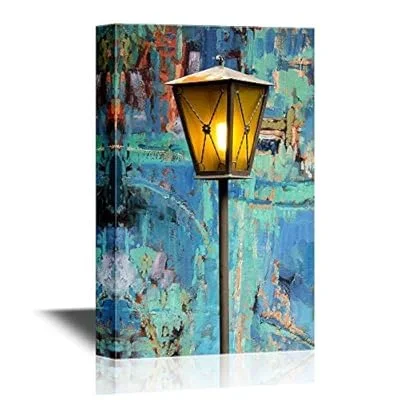 Canvas Wall Art – Lamp with Dim Light on Grunge Background – Gallery Wrap Modern Home Art | Ready to Hang – 24×36 inches