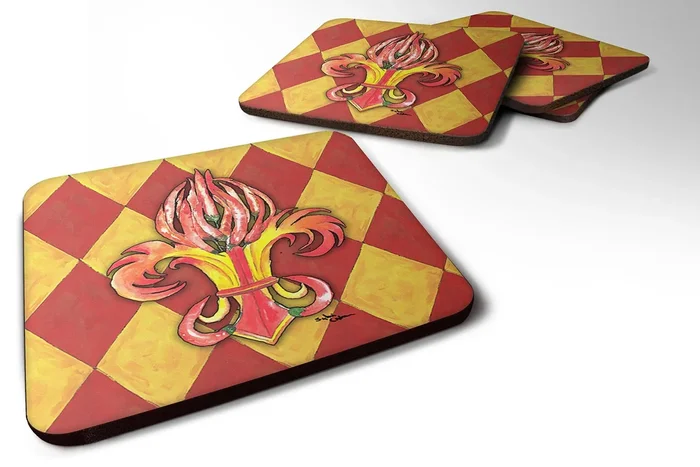 Caroline’s Treasures 8499FC Hot Peppers Foam Coasters (Set of 4), 3.5 H x 3.5 W, Multicolor