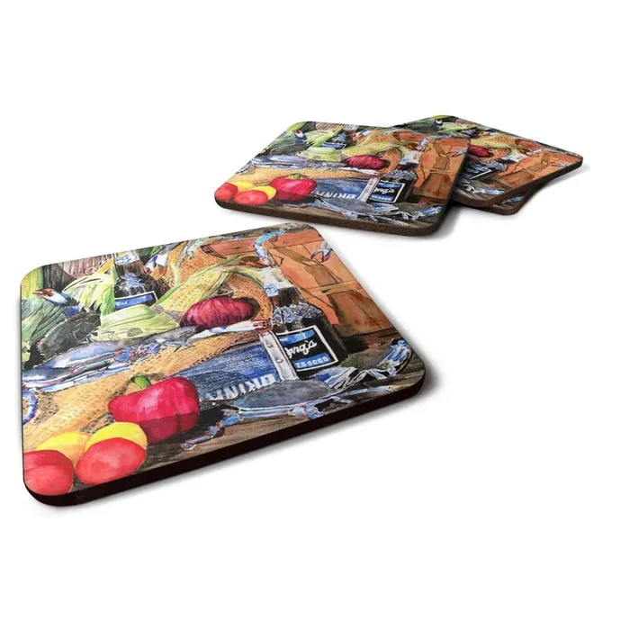 Caroline’s Treasures 8538FC Barq’s and Crabs Foam Coasters (Set of 4), 3.5 H x 3.5 W, Multicolor