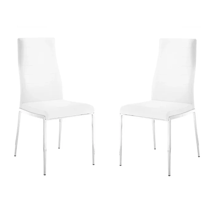 Casabianca Home Firenze Set Of 2 Dining Chair In White Pu Leather