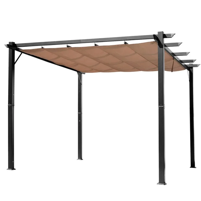 Charcoal Outdoor Cover: 10×13 ft Aluminum Patio Pergola with Canopy