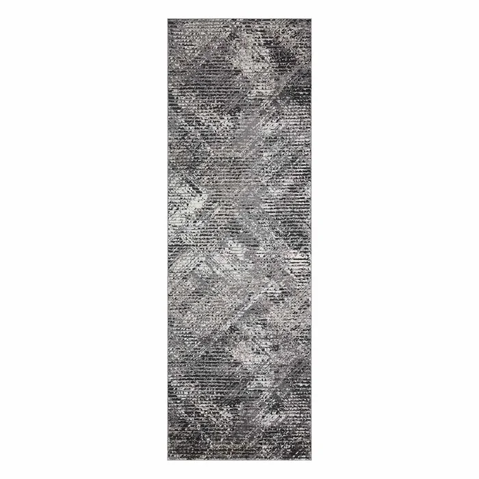 (D554) Estie Charcoal & Black Runner, 2×7