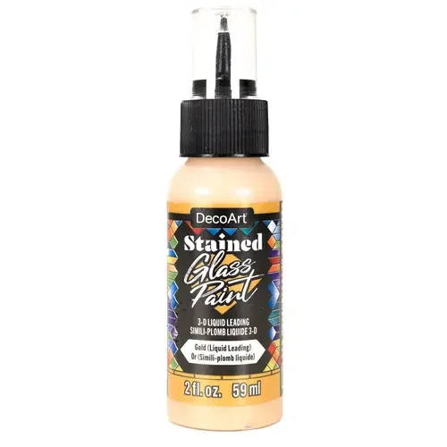 DecoArt Stained Glass Paint 2oz-Gold – Liquid Leading – 5A0020M6-1G38X