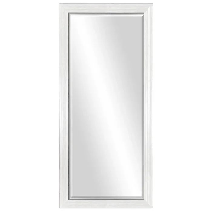 Distressed White Bevel Leaner Mirror, 29×63