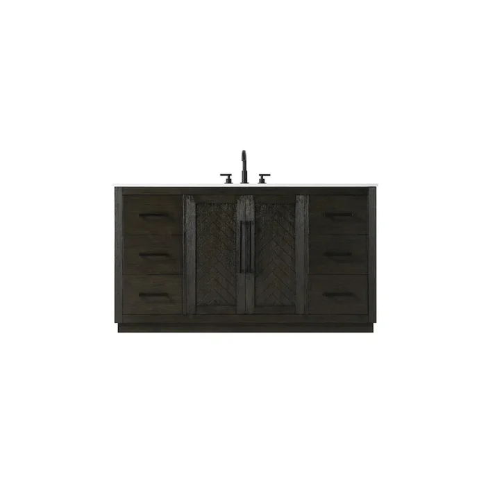 Elegant Kitchen and Bath 60 inch Single Bathroom Vanity in Chocolate Oak