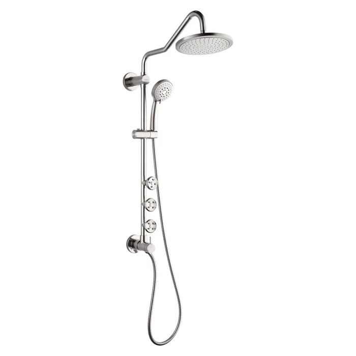 FORNO AcquaSPA System with 9″ Rainfall Shower Head, 5-in-1 Handheld Shower and 3 Function Adjustable Body Jet in Brushed Nickel
