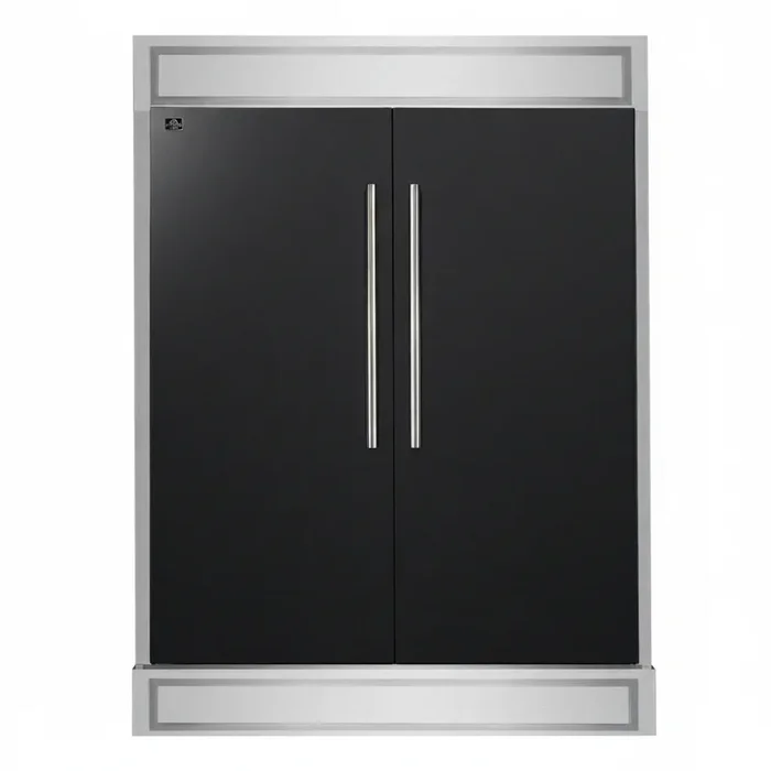 FORNO Maderno 60″ 27.2 cu. ft. Convertible Refrigerator and Freezer with Modern Trim Kit in Black with Silver Handles, FFFFD1722-60MG-BLK