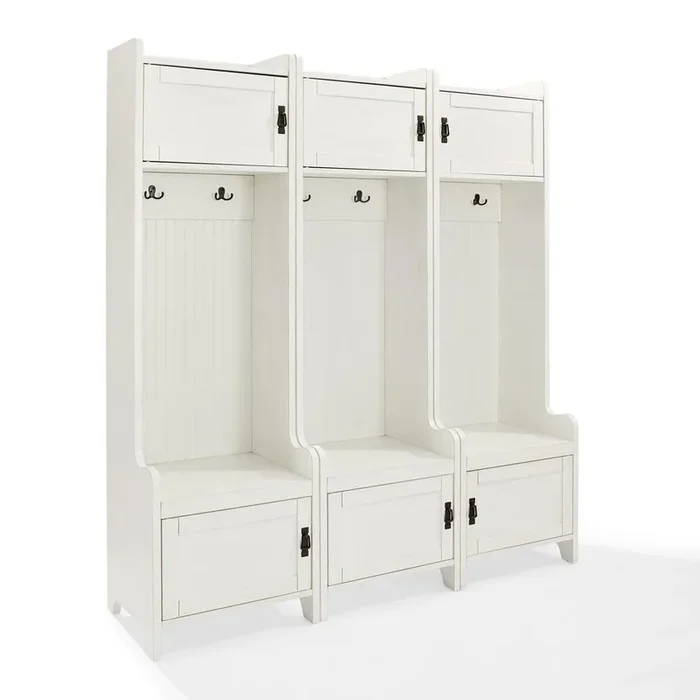 Fremont 3Pc Entryway Set Distressed White – 3 Hall Trees