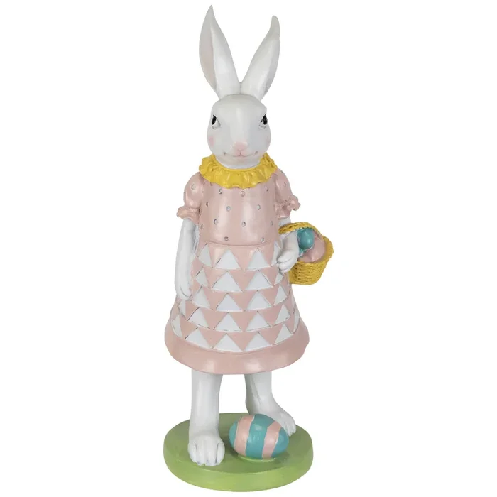 Girl Bunny with Easter Basket Outdoor Garden Statue – 12″