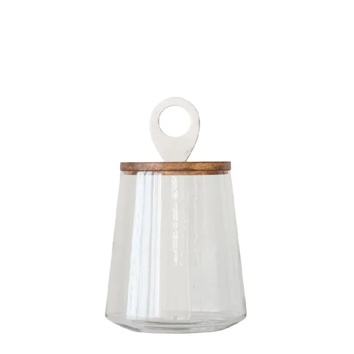 Glass Display Jar with Wood & Marble LidVases and Jars