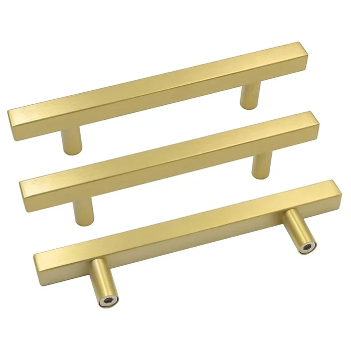 goldenwarm 5in Kitchen Cabinet Handles Gold Furniture Door Hardware 20Pack – LS1212GD128 Suqare T Bar Drawer Pulls Brushed Brass