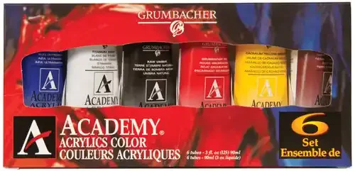 Grumbacher Academy Acrylic Tube Intro Set 6/Pkg-0.90ml – 5A0035BH-1H6NR